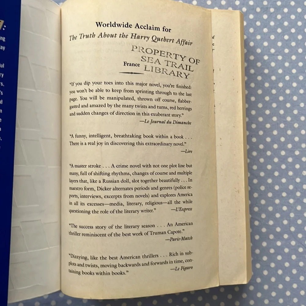 THE TRUTH ABOUT THE HARRY QUEBERT AFFAIR by Joel Dicker Book - Picture 3 of 13